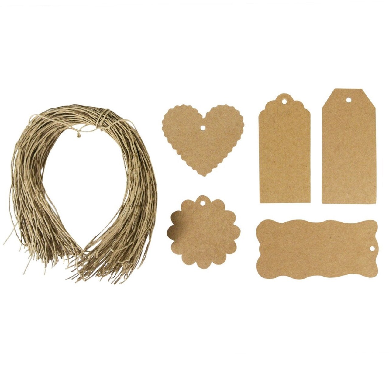 Wrapables 100 Gift Tags/ Kraft Hang Tags with Free Cut String for Gifts Crafts and Price Tags